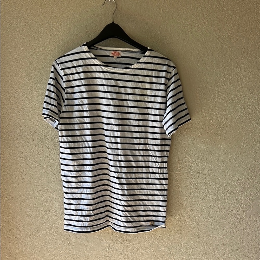 Armor Lux Black and White Striped Short Sleeve Tee